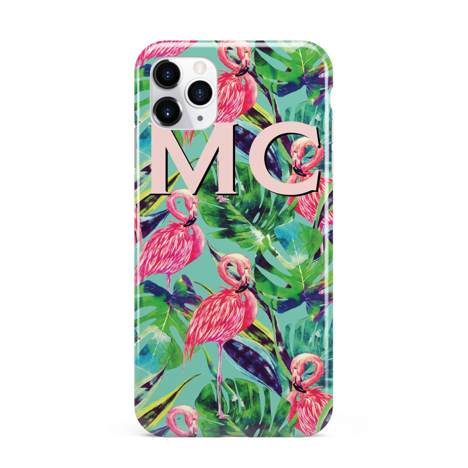 Personalised Tropical Green Leaves Flamingo iPhone 11 Pro Max 3D Tough Case