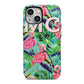 Personalised Tropical Green Leaves Flamingo iPhone 13 Mini Full Wrap 3D Tough Case