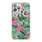 Personalised Tropical Green Leaves Flamingo iPhone 13 Pro Max TPU Impact Case with Pink Edges