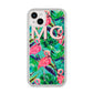 Personalised Tropical Green Leaves Flamingo iPhone 14 Plus Clear Tough Case Starlight