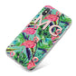 Personalised Tropical Green Leaves Flamingo iPhone X Bumper Case on Silver iPhone
