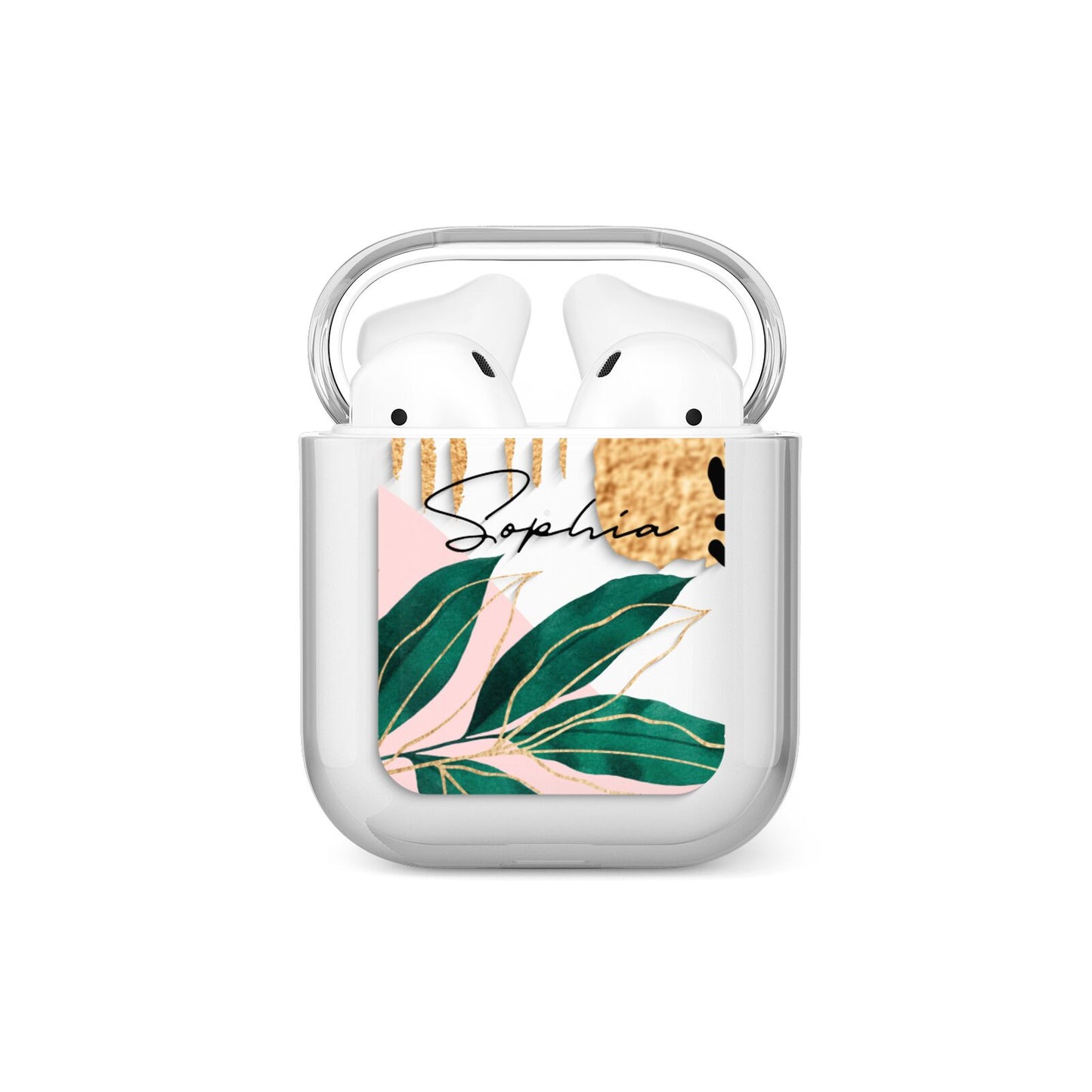 Personalised Tropical Leaf AirPods Case