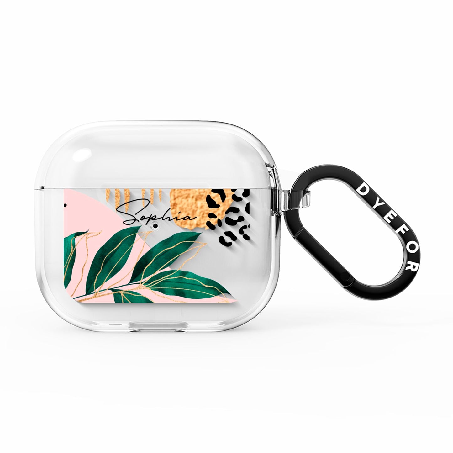 Personalised Tropical Leaf AirPods Clear Case 3rd Gen