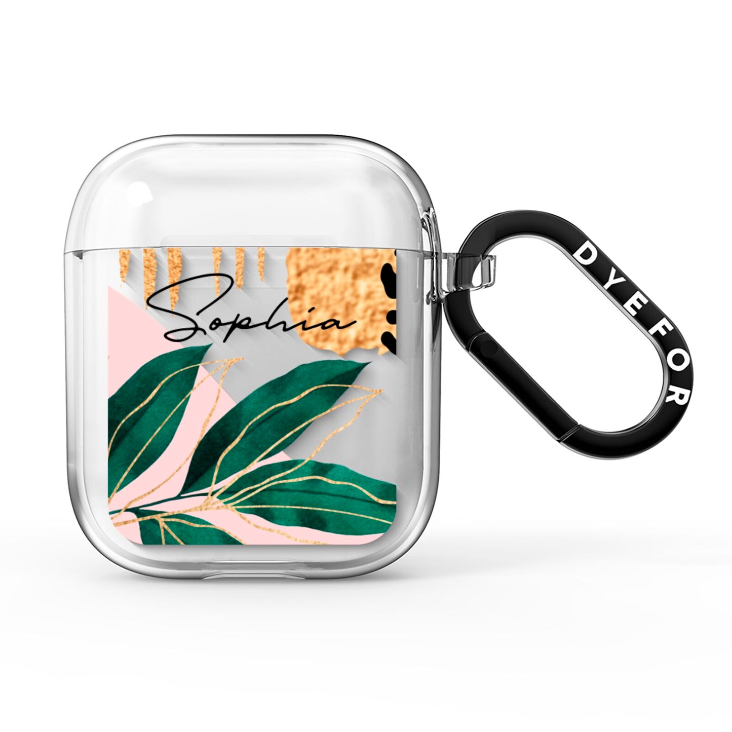 Personalised Tropical Leaf AirPods Clear Case