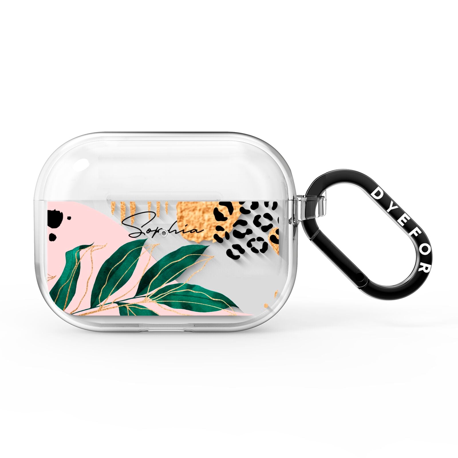 Personalised Tropical Leaf AirPods Pro Clear Case