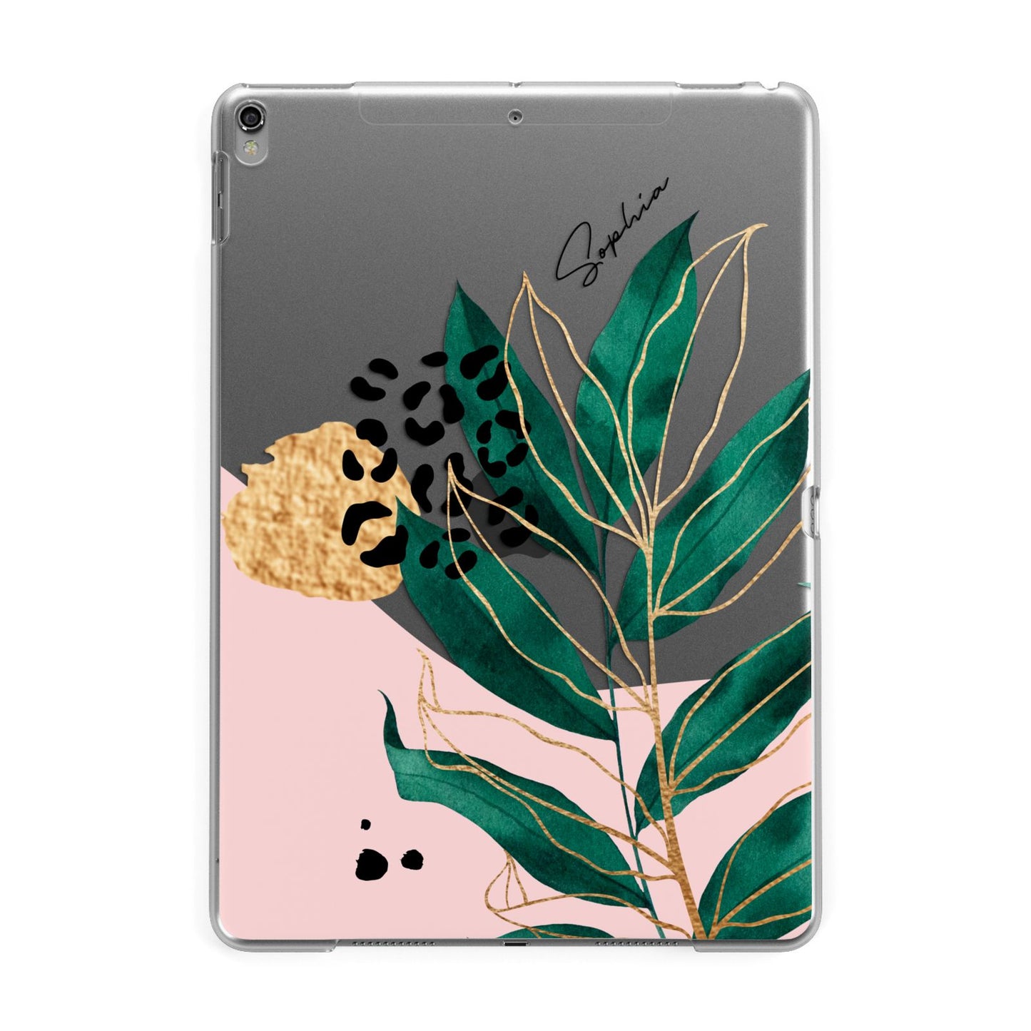 Personalised Tropical Leaf Apple iPad Grey Case