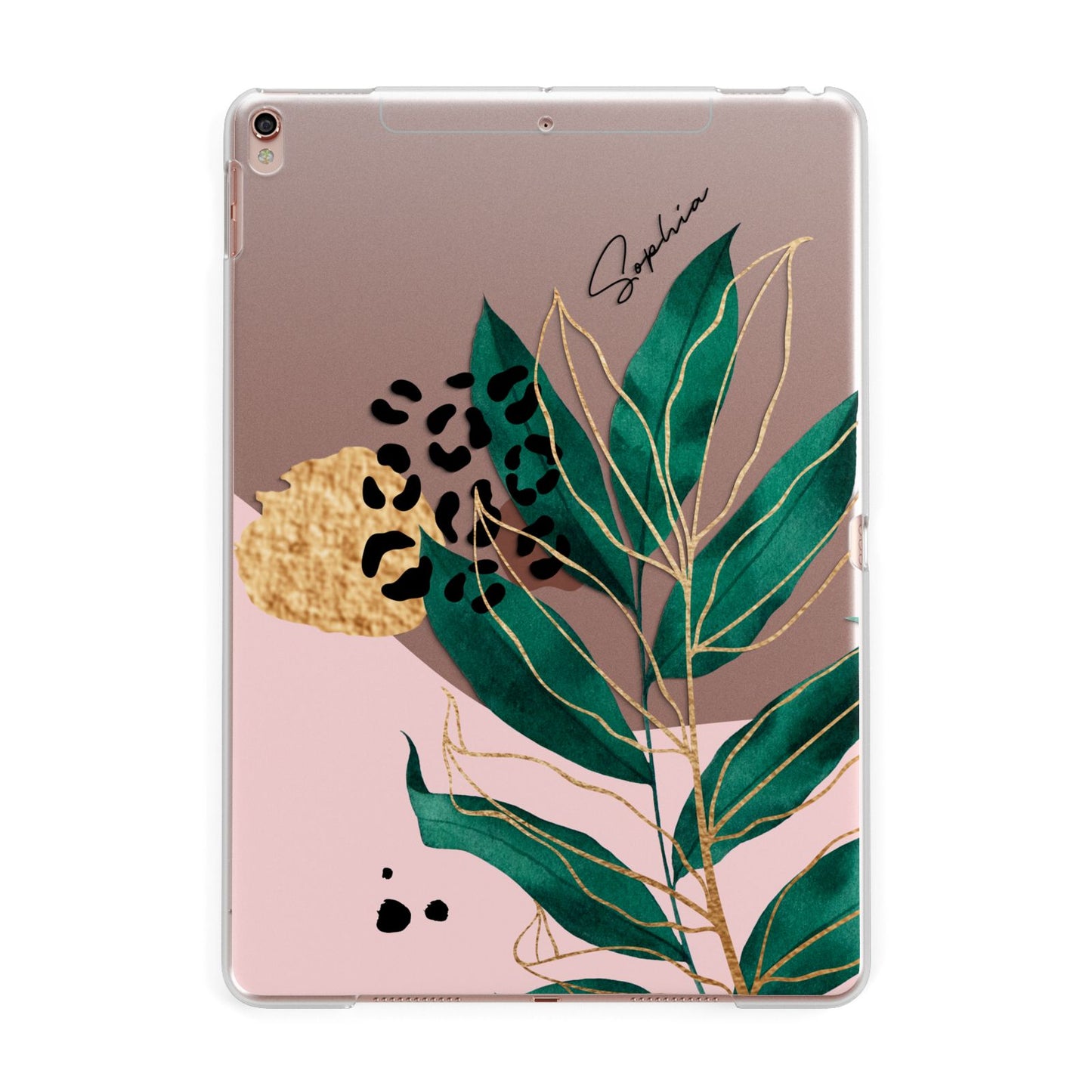 Personalised Tropical Leaf Apple iPad Rose Gold Case