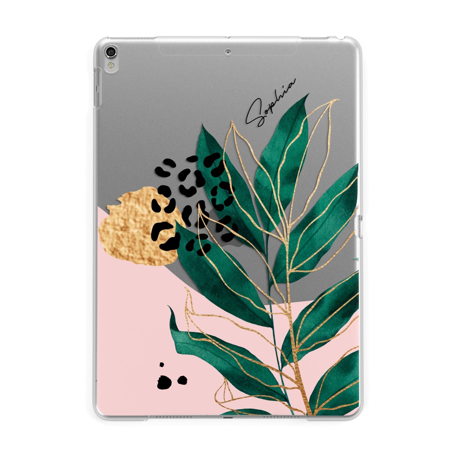 Personalised Tropical Leaf Apple iPad Silver Case
