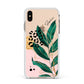 Personalised Tropical Leaf Apple iPhone Xs Max Impact Case White Edge on Gold Phone