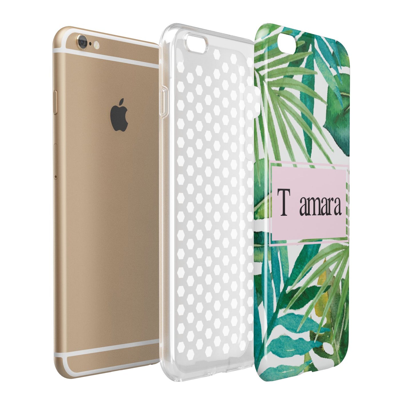 Personalised Tropical Leaf Pink Name Apple iPhone 6 Plus 3D Tough Case Expand Detail Image