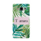 Personalised Tropical Leaf Pink Name Samsung Galaxy A3 Case