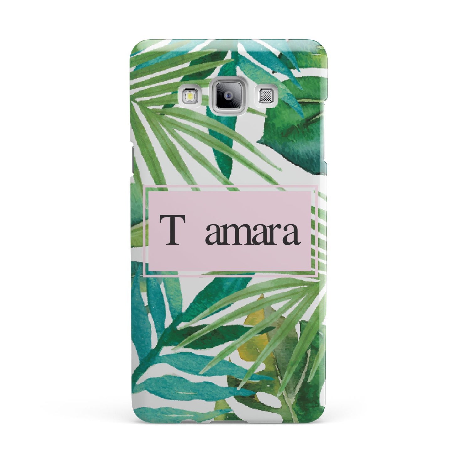 Personalised Tropical Leaf Pink Name Samsung Galaxy A7 2015 Case