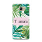 Personalised Tropical Leaf Pink Name Samsung Galaxy A7 2016 Case on gold phone