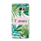 Personalised Tropical Leaf Pink Name Samsung Galaxy Note 5 Case