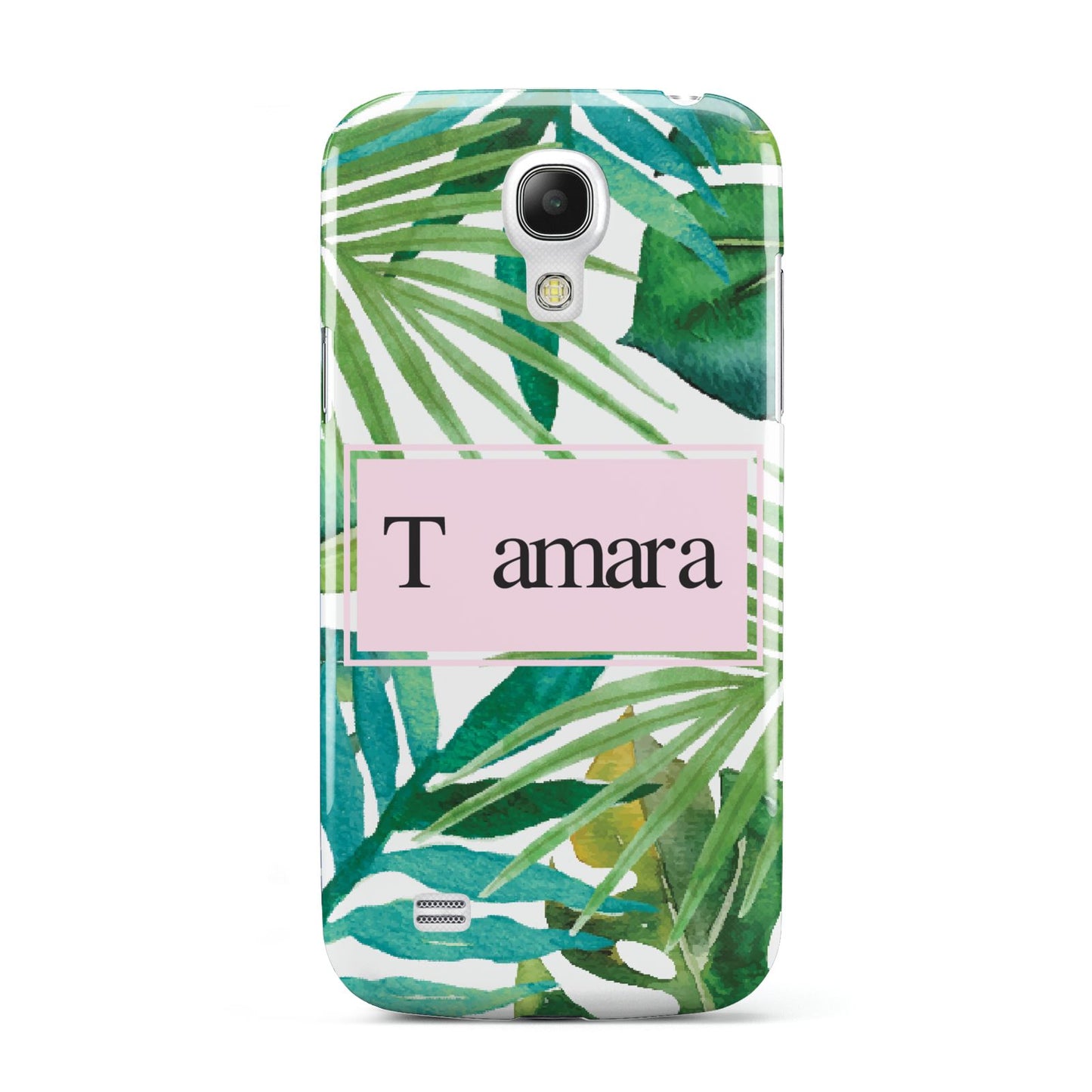 Personalised Tropical Leaf Pink Name Samsung Galaxy S4 Mini Case
