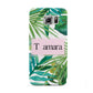 Personalised Tropical Leaf Pink Name Samsung Galaxy S6 Case