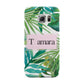 Personalised Tropical Leaf Pink Name Samsung Galaxy S6 Edge Case