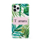 Personalised Tropical Leaf Pink Name iPhone 11 Pro 3D Snap Case