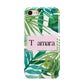 Personalised Tropical Leaf Pink Name iPhone 8 3D Tough Case on Gold Phone