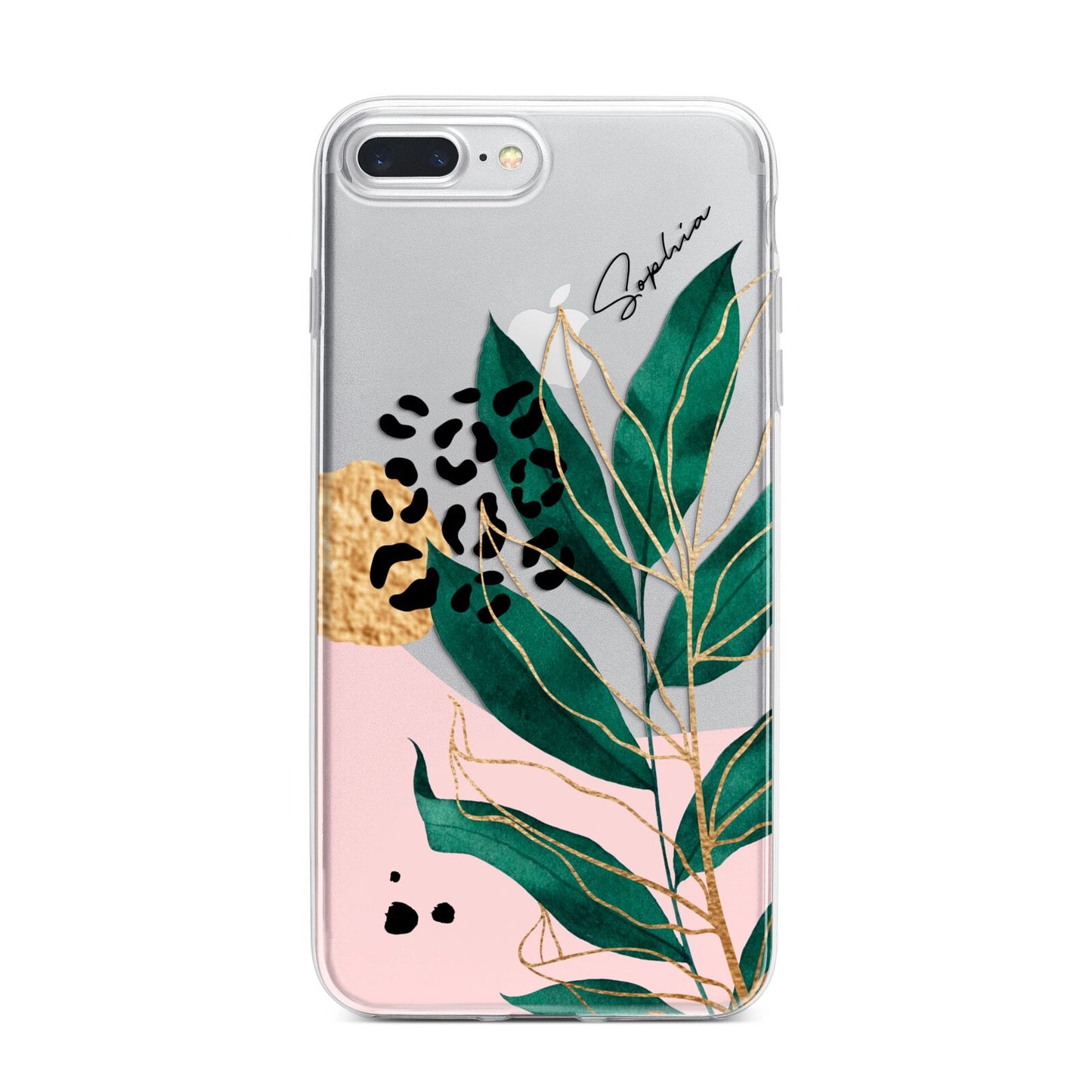 Personalised Tropical Leaf iPhone 7 Plus Bumper Case on Silver iPhone