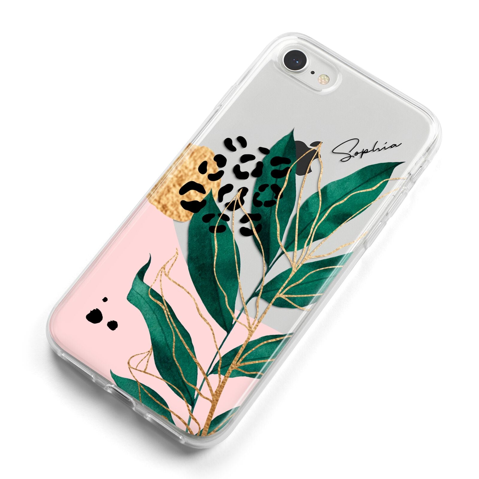 Personalised Tropical Leaf iPhone 8 Bumper Case on Silver iPhone Alternative Image