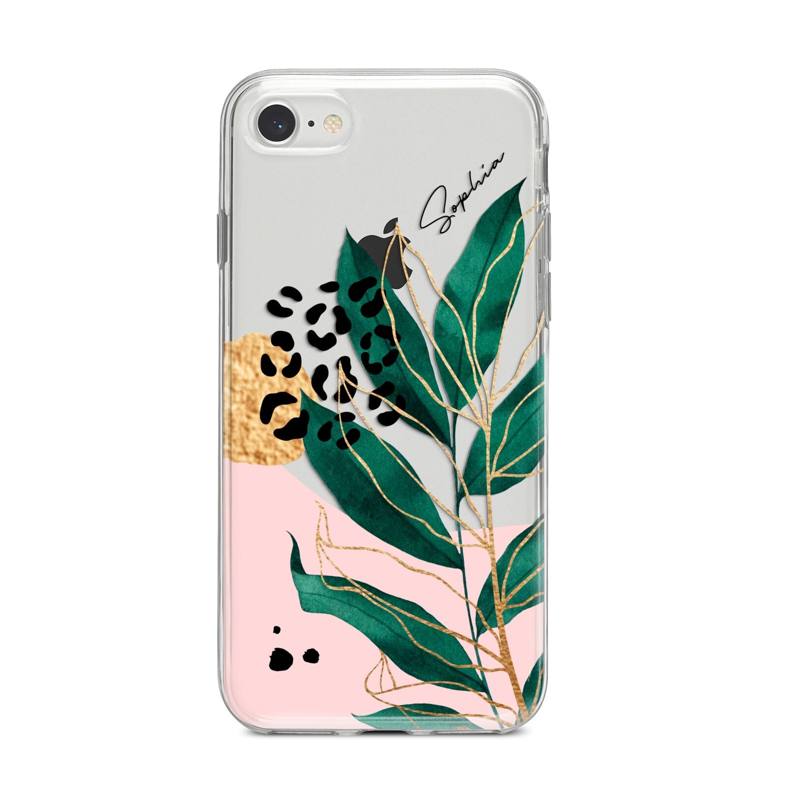 Personalised Tropical Leaf iPhone 8 Bumper Case on Silver iPhone