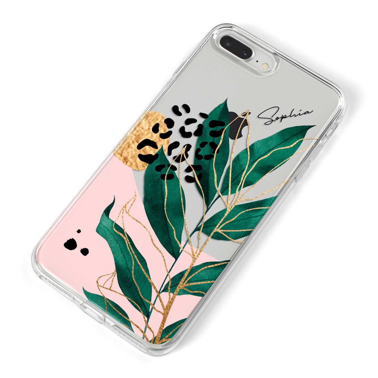 Personalised Tropical Leaf iPhone 8 Plus Bumper Case on Silver iPhone Alternative Image