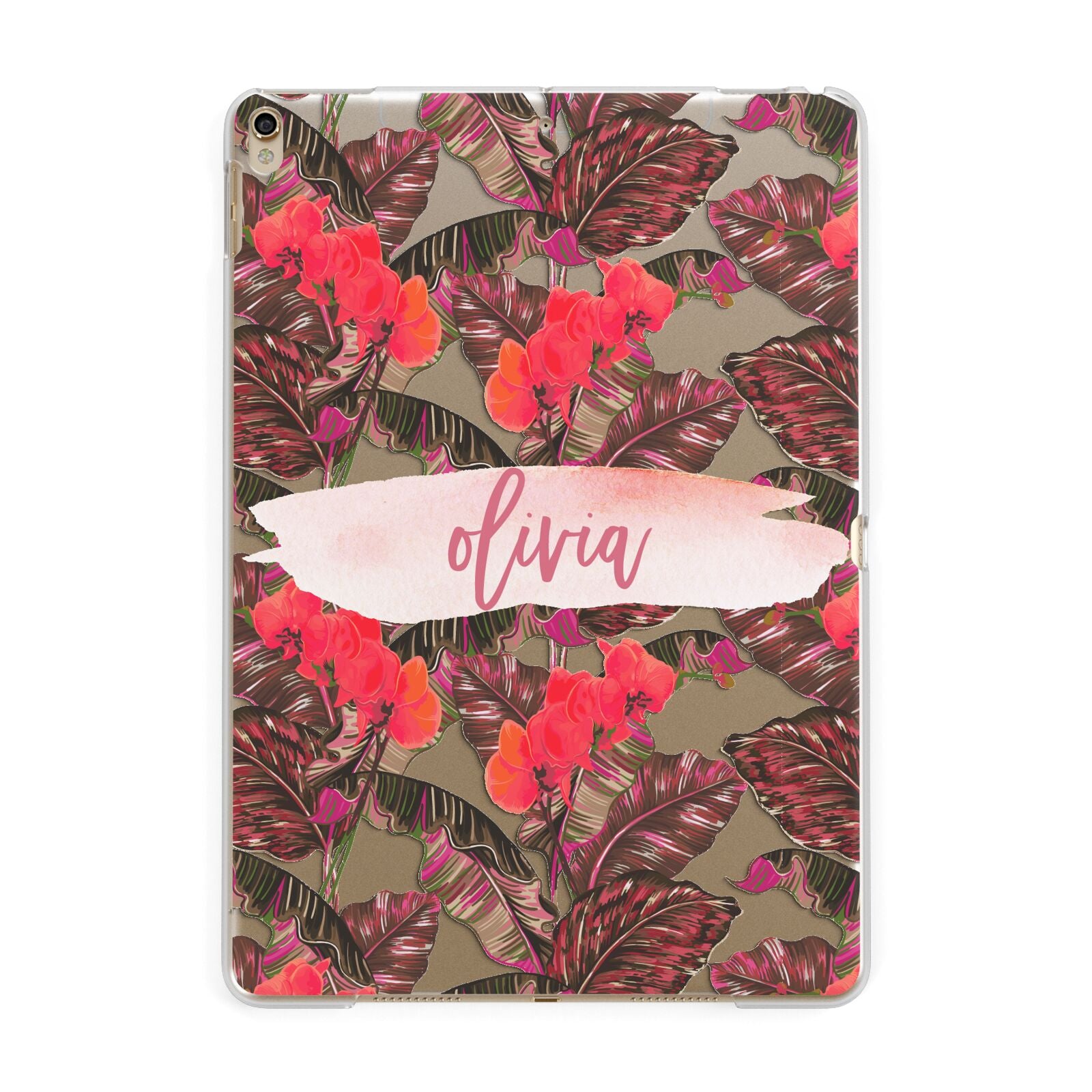 Personalised Tropical Orchid Floral Apple iPad Gold Case