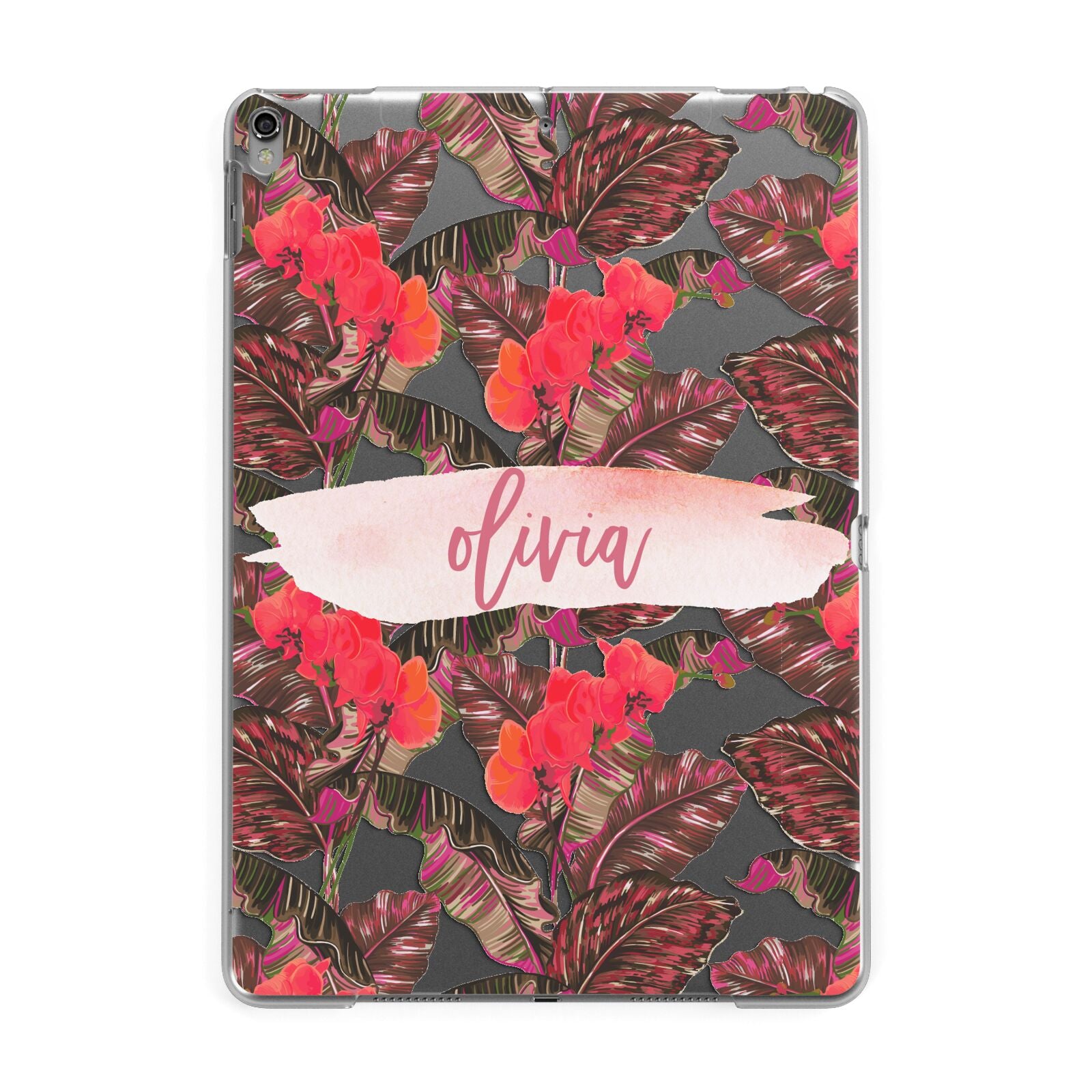 Personalised Tropical Orchid Floral Apple iPad Grey Case