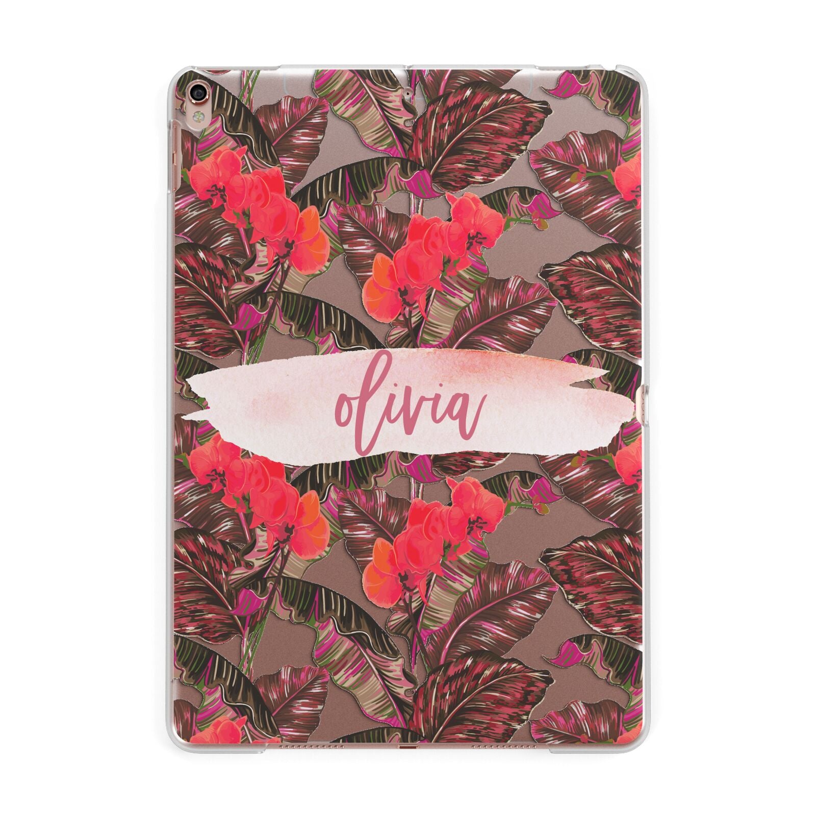 Personalised Tropical Orchid Floral Apple iPad Rose Gold Case