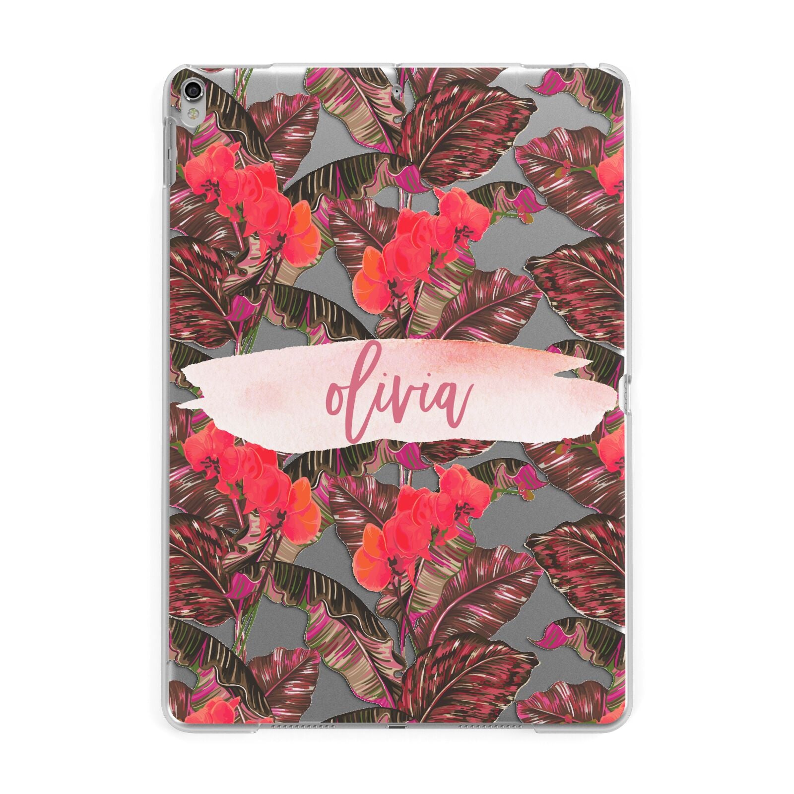 Personalised Tropical Orchid Floral Apple iPad Silver Case