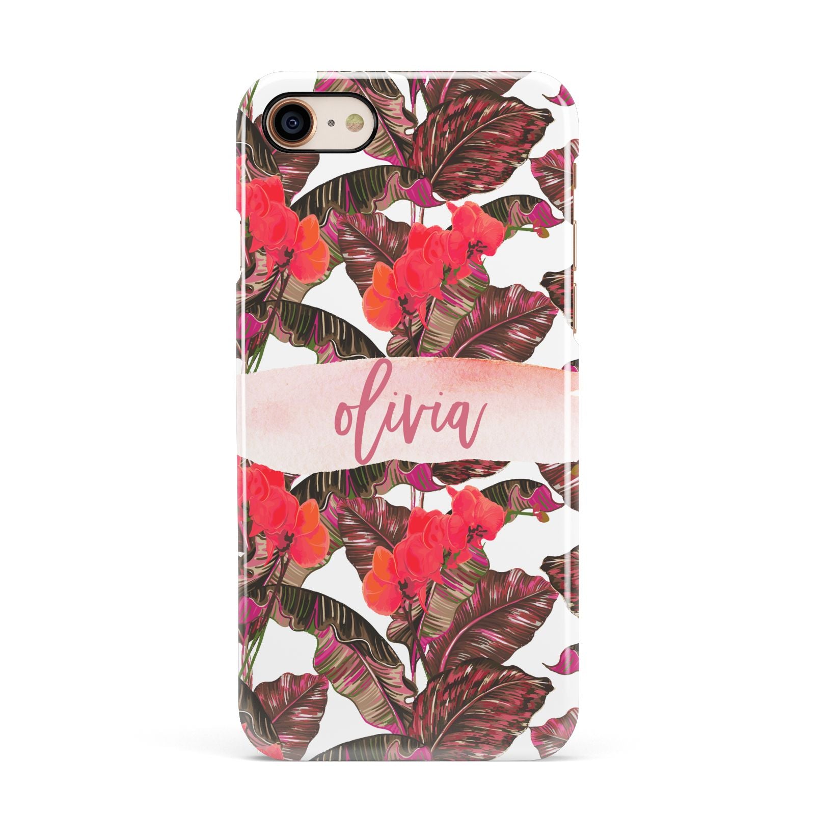 Personalised Tropical Orchid Floral Apple iPhone 7 8 3D Snap Case