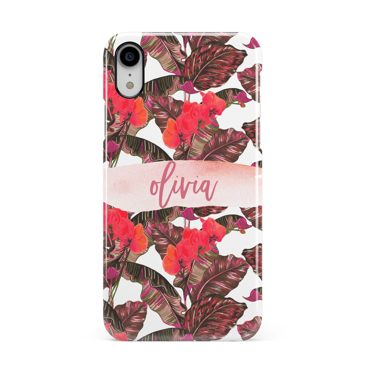 Personalised Tropical Orchid Floral Apple iPhone XR White 3D Snap Case