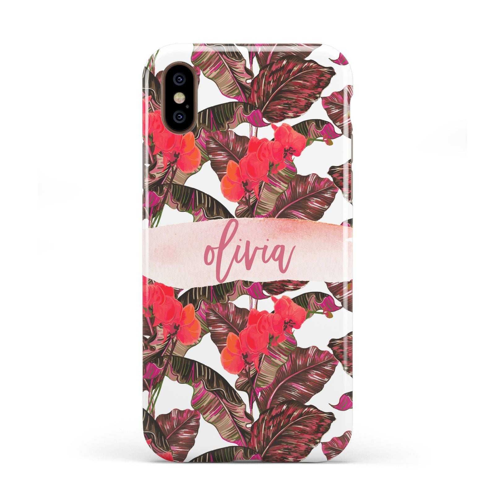 Personalised Tropical Orchid Floral Apple iPhone XS 3D Tough