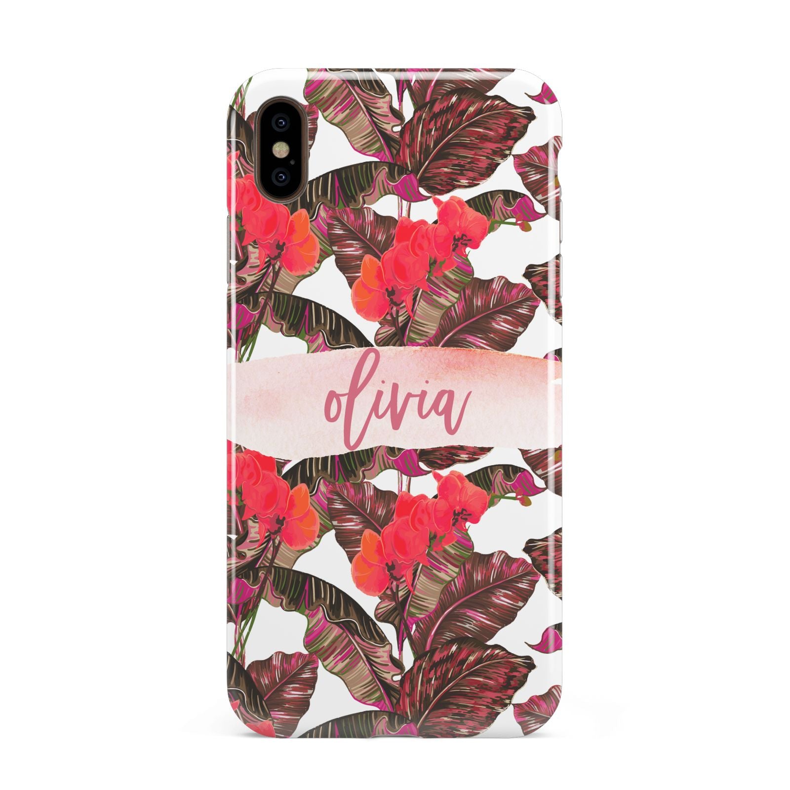 Personalised Tropical Orchid Floral Apple iPhone Xs Max 3D Tough Case