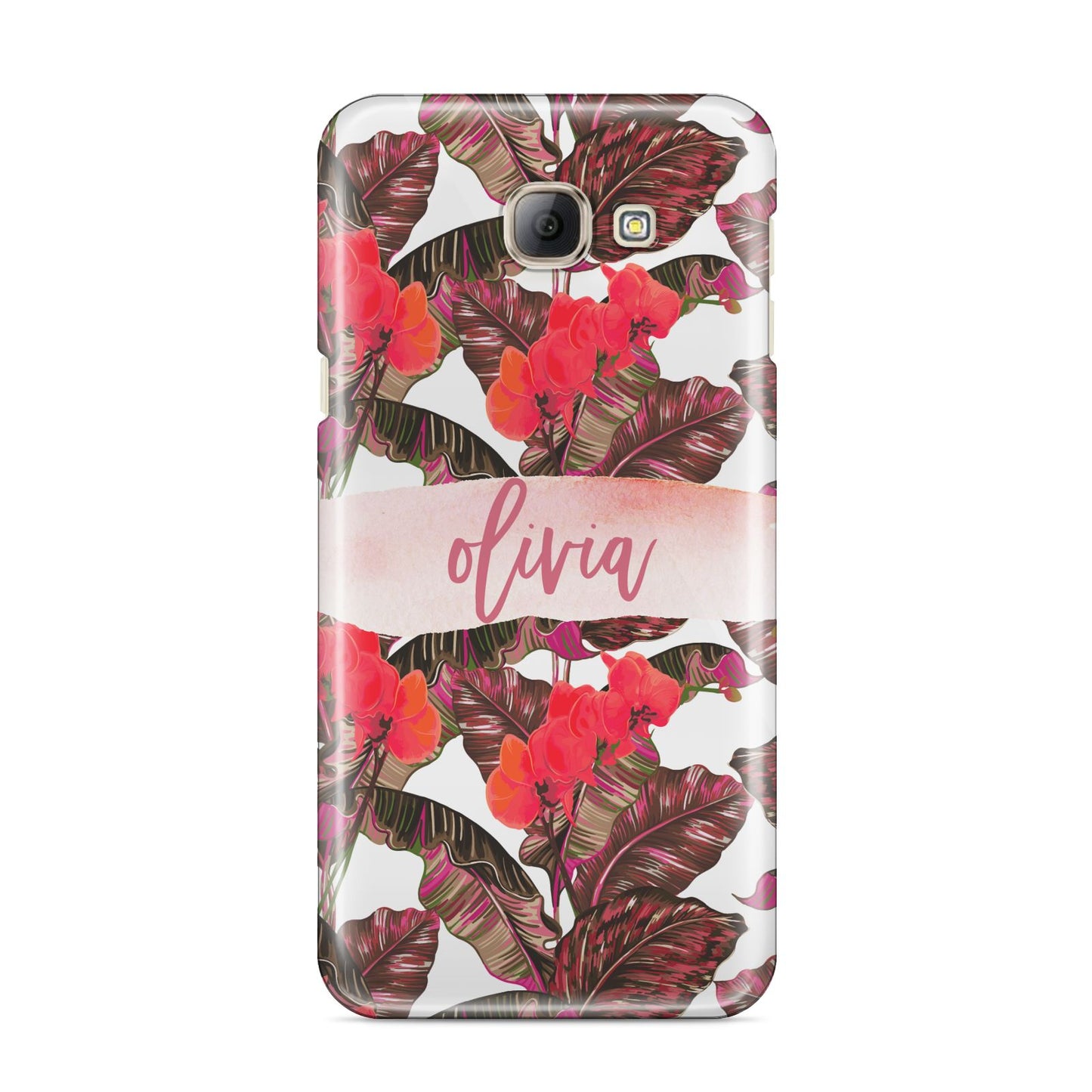 Personalised Tropical Orchid Floral Samsung Galaxy A8 2016 Case