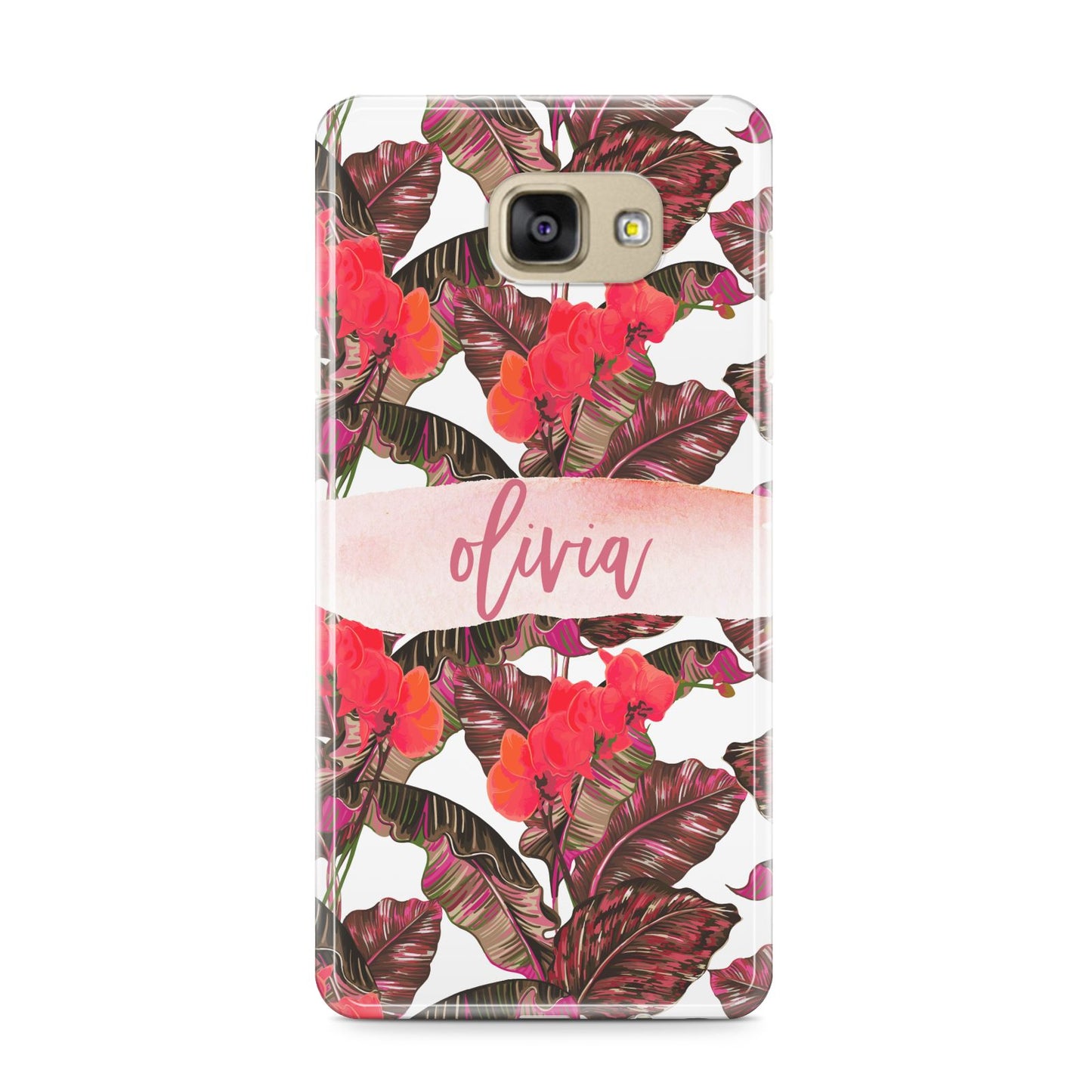 Personalised Tropical Orchid Floral Samsung Galaxy A9 2016 Case on gold phone