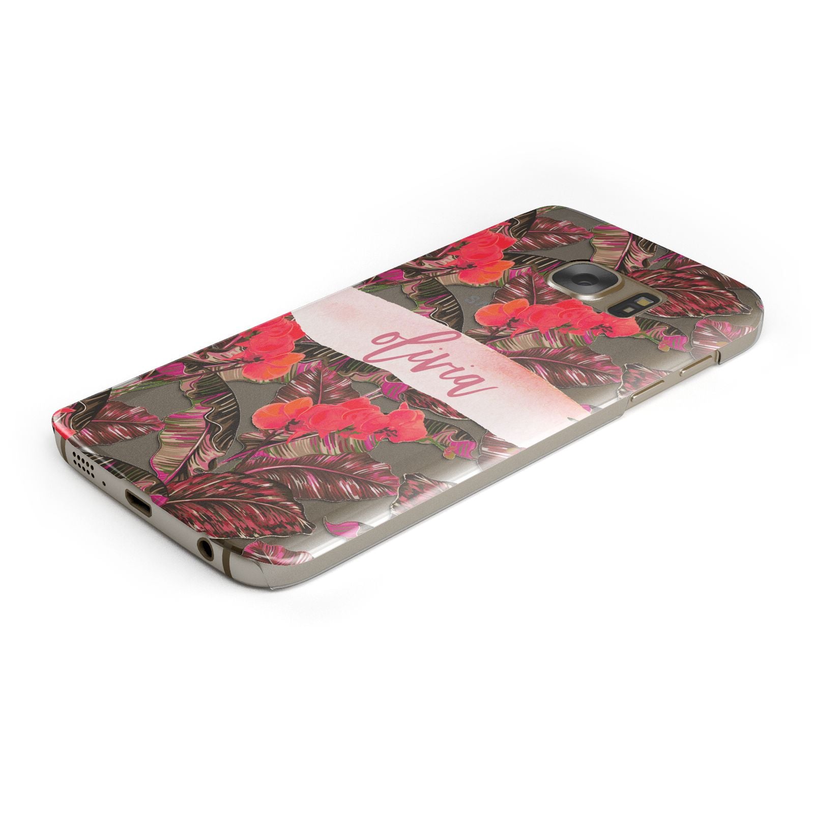 Personalised Tropical Orchid Floral Samsung Galaxy Case Bottom Cutout