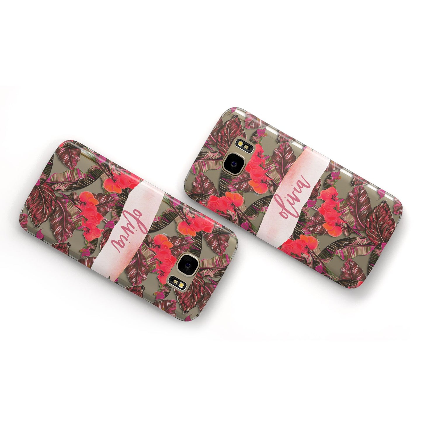Personalised Tropical Orchid Floral Samsung Galaxy Case Flat Overview