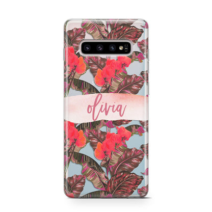 Personalised Tropical Orchid Floral Samsung Galaxy S10 Case