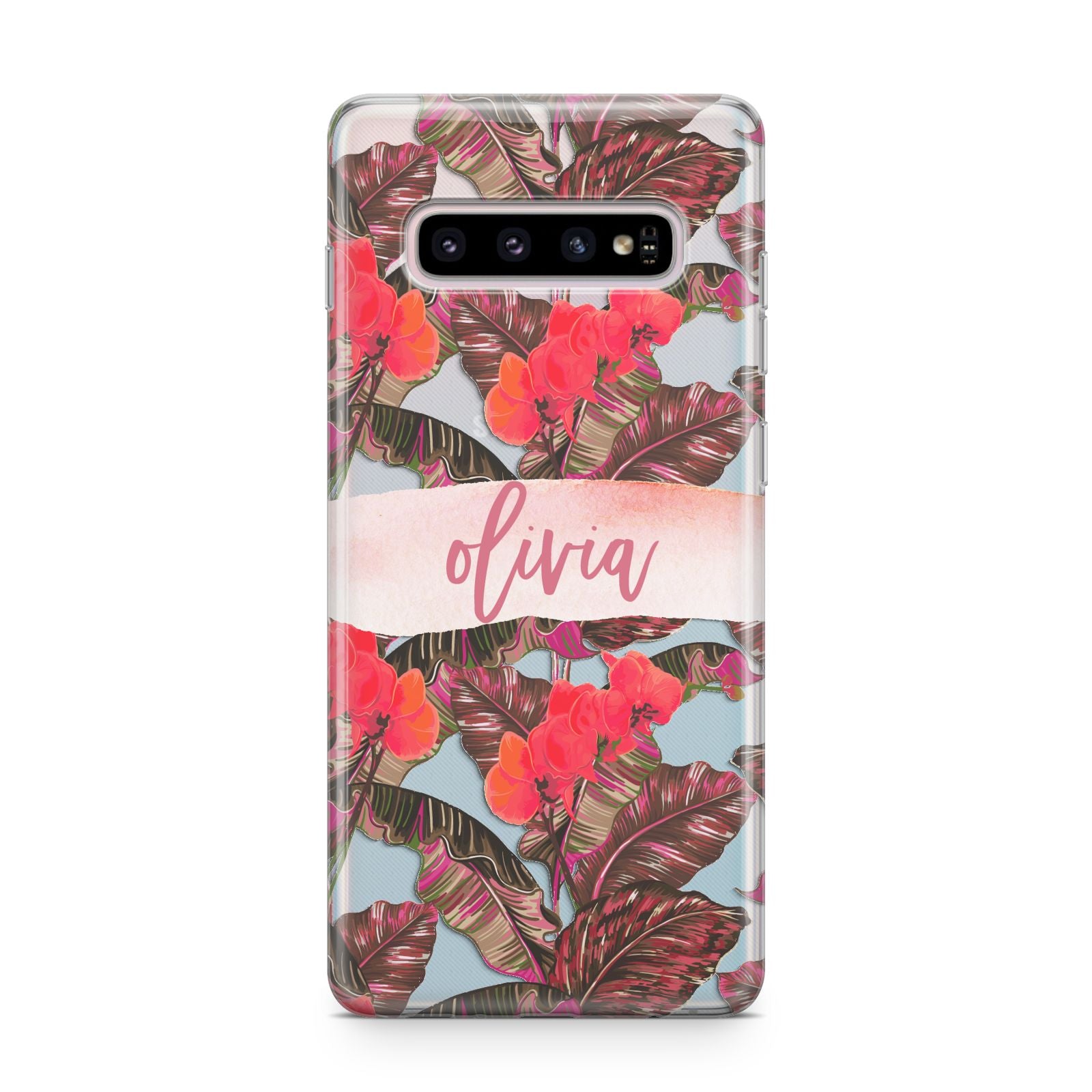 Personalised Tropical Orchid Floral Samsung Galaxy S10 Plus Case