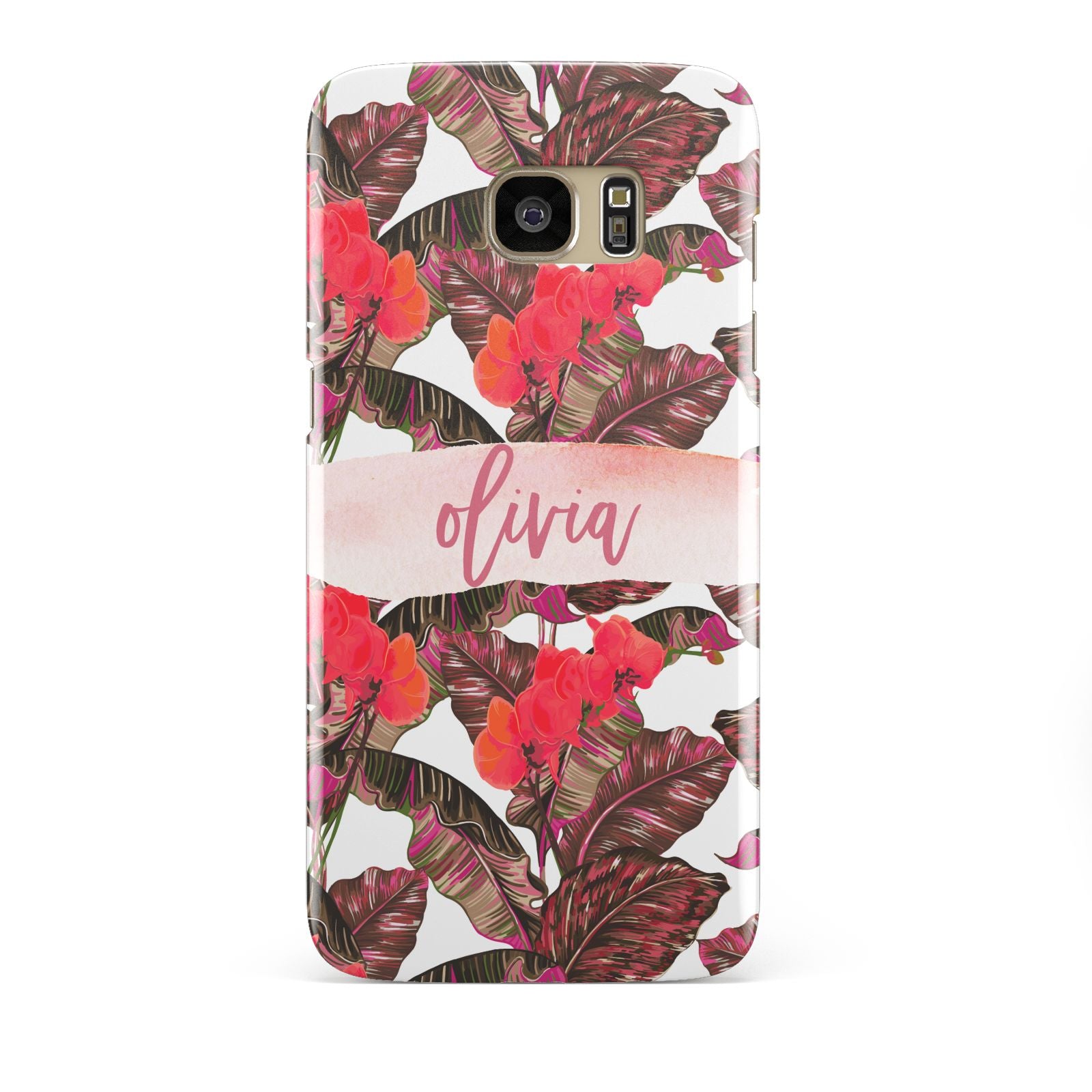 Personalised Tropical Orchid Floral Samsung Galaxy S7 Edge Case