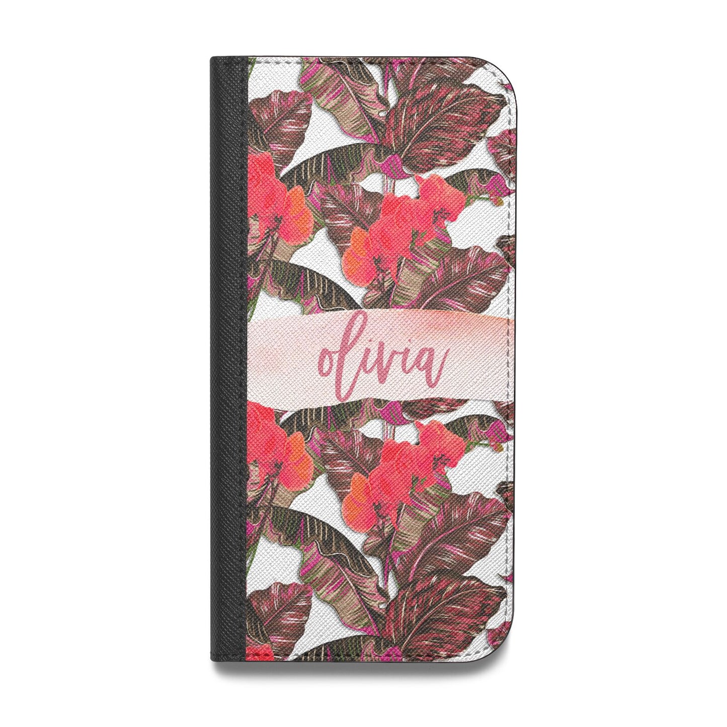 Personalised Tropical Orchid Floral Vegan Leather Flip Samsung Case
