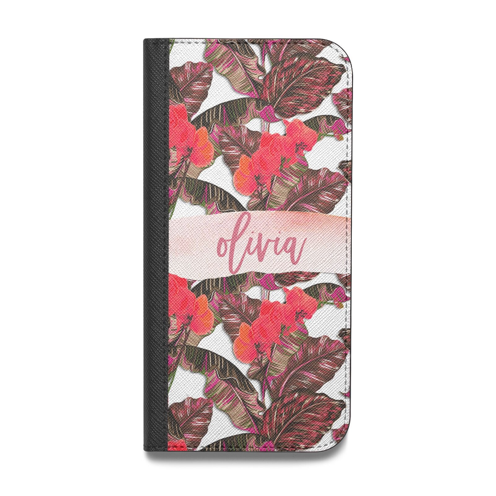 Personalised Tropical Orchid Floral Vegan Leather Flip Samsung Case