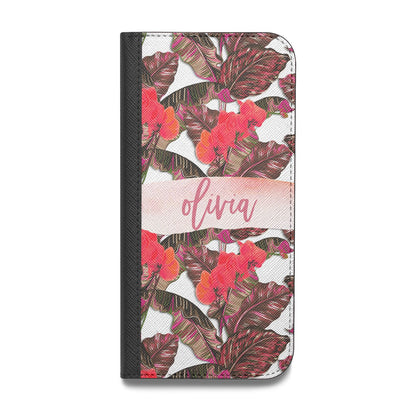 Personalised Tropical Orchid Floral Vegan Leather Flip Samsung Case