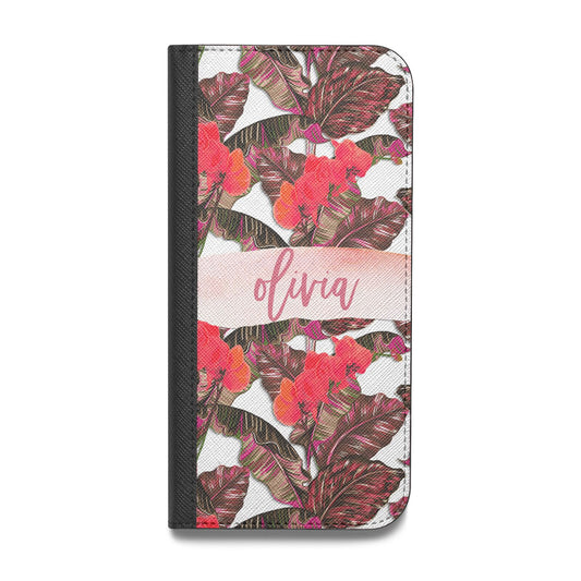 Personalised Tropical Orchid Floral Vegan Leather Flip Samsung Case