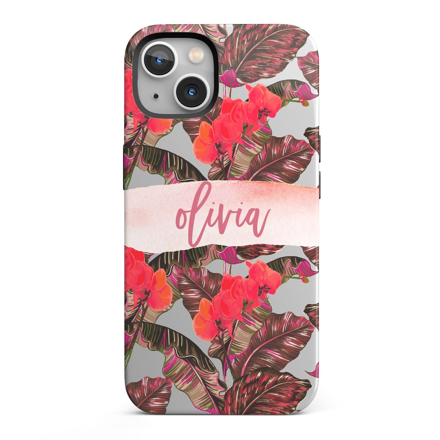 Personalised Tropical Orchid Floral iPhone 13 Full Wrap 3D Tough Case