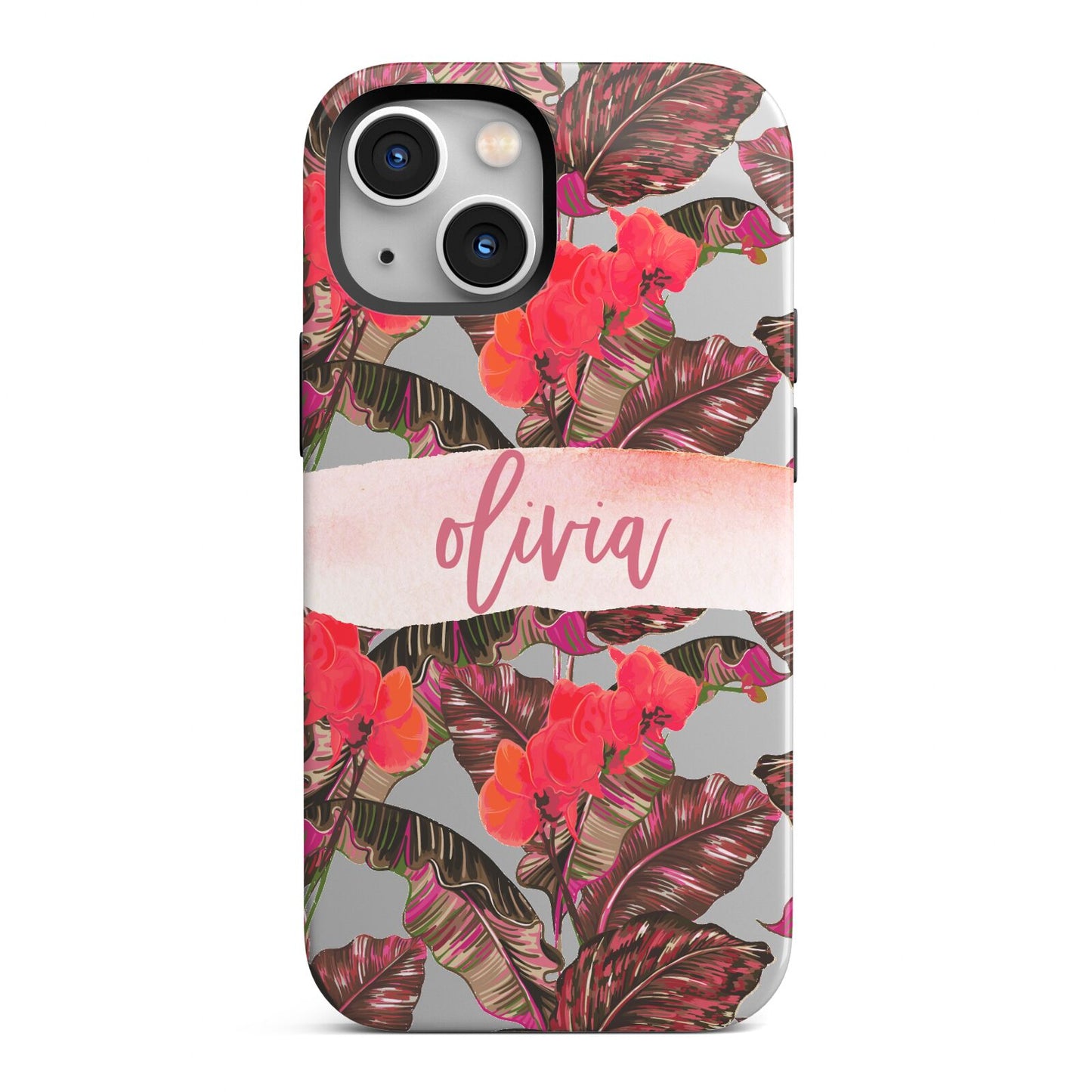 Personalised Tropical Orchid Floral iPhone 13 Mini Full Wrap 3D Tough Case