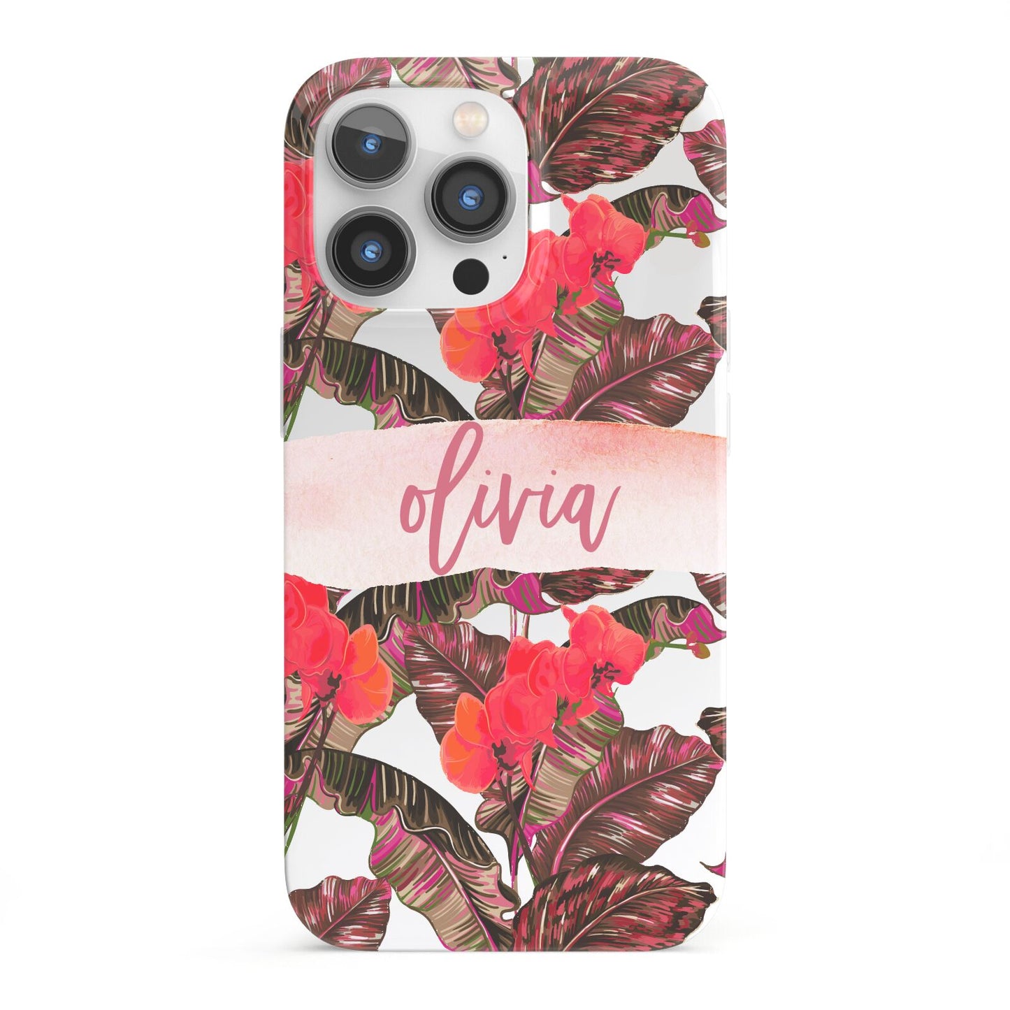 Personalised Tropical Orchid Floral iPhone 13 Pro Full Wrap 3D Snap Case
