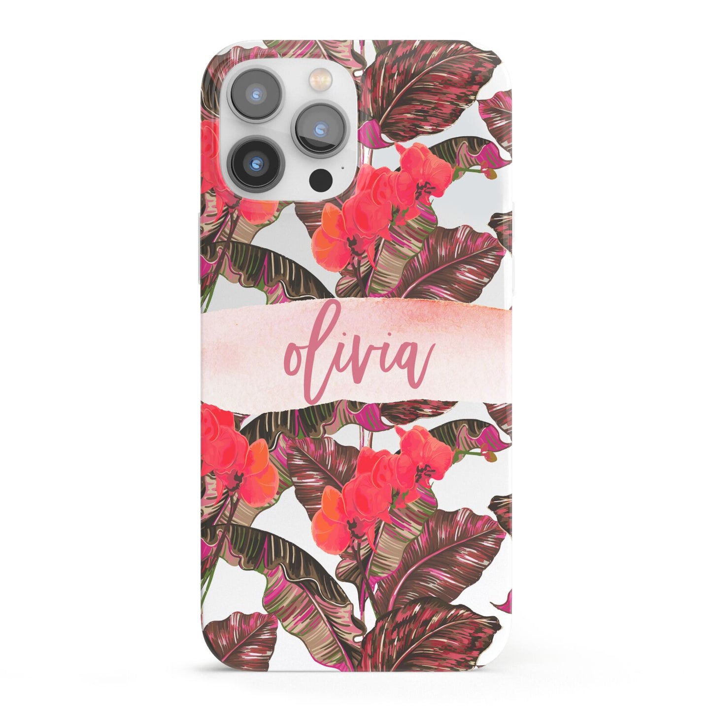 Personalised Tropical Orchid Floral iPhone 13 Pro Max Full Wrap 3D Snap Case